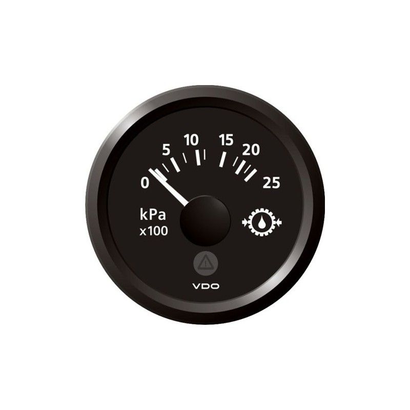 VDO ViewLine Transmissie oliedruk 25kPa Zwart 52mm VDO ViewLine Transmissie oliedruk 25kPa Zwart 52mm