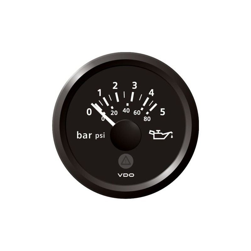 VDO ViewLine Motoroliedruk 5Bar Zwart 52mm VDO ViewLine Motoroliedruk 5Bar Zwart 52mm