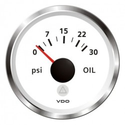 VDO ViewLine Oil Pressure 30PSI White 52mm