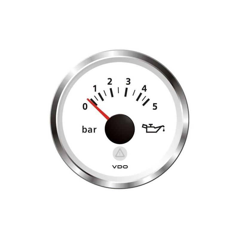 VDO ViewLine Motoroliedruk 5Bar Wit 52mm VDO ViewLine Motoroliedruk 5Bar Wit 52mm