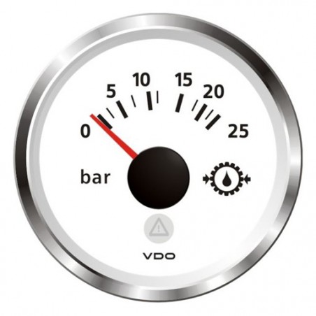 VDO ViewLine Transmissie oliedruk 25Bar Wit 52mm VDO ViewLine Transmissie oliedruk 25Bar Wit 52mm