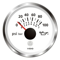 A2C59514197 Veratron ViewLine Engine Oil Pressure 100PSI White 52mm