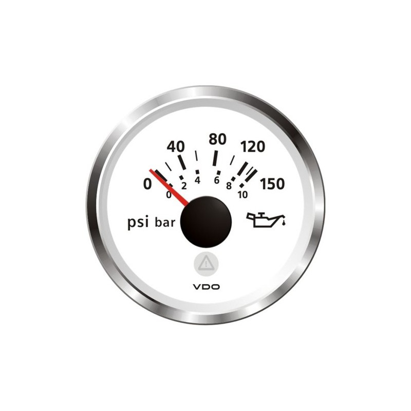 VDO ViewLine Motoroliedruk 150PSI Wit 52mm VDO ViewLine Motoroliedruk 150PSI Wit 52mm