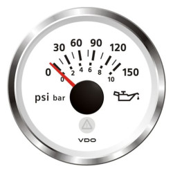 A2C59514205 Veratron ViewLine Engine Oil Pressure 150PSI White 52mm