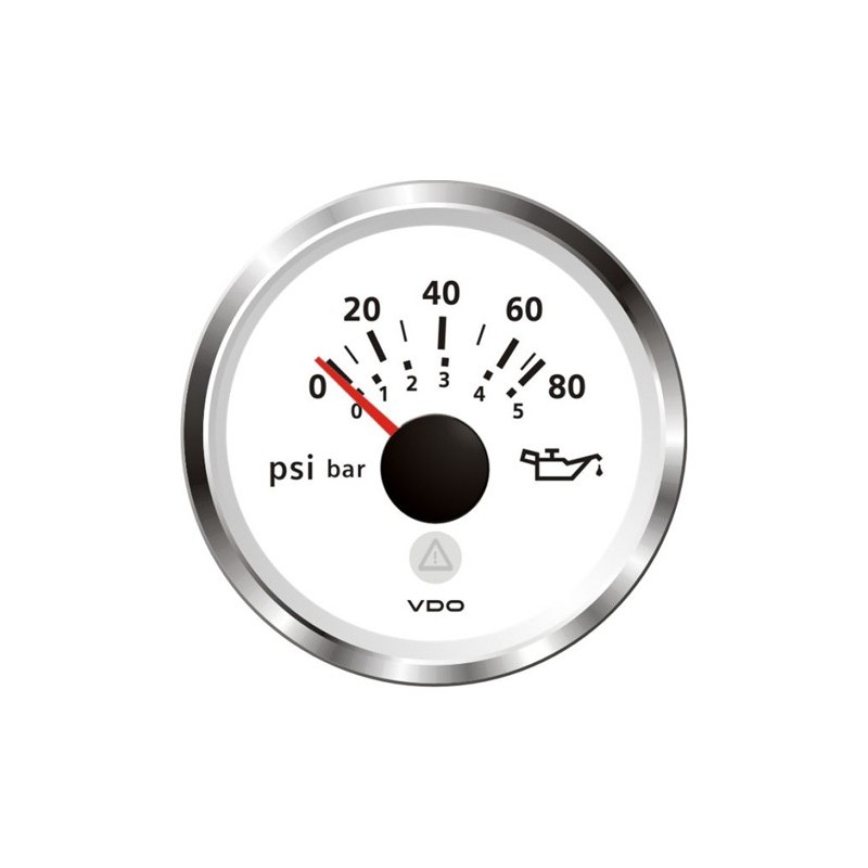 VDO ViewLine Motoroliedruk 80PSI Wit 52mm VDO ViewLine Motoroliedruk 80PSI Wit 52mm
