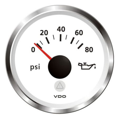 A2C59514218 Veratron ViewLine Engine Oil Pressure 80PSI White 52mm