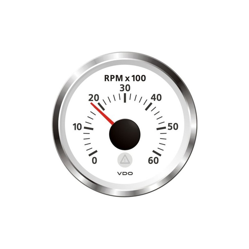VDO ViewLine Toerenteller 6.000 RPM Wit 52mm VDO ViewLine Toerenteller 6.000 RPM Wit 52mm