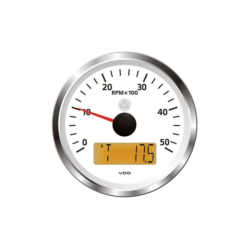 VDO ViewLine Toerenteller 5.000 RPM Wit 85mm VDO ViewLine Toerenteller 5.000 RPM Wit 85mm