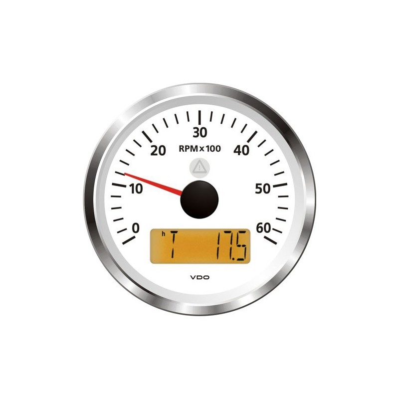 VDO ViewLine Toerenteller 6.000 RPM Wit 85mm VDO ViewLine Toerenteller 6.000 RPM Wit 85mm