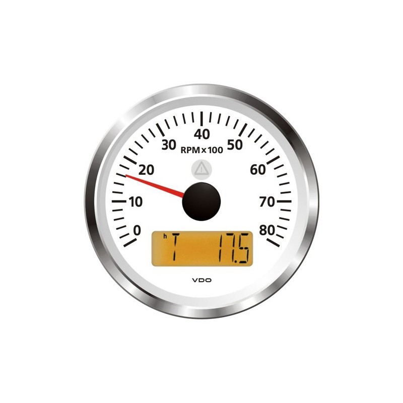 VDO ViewLine Toerenteller 8.000 RPM Wit 85mm VDO ViewLine Toerenteller 8.000 RPM Wit 85mm