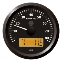 VDO ViewLine Toerenteller 8.000 RPM Zwart 85mm