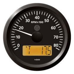 A2C59512357 Veratron ViewLine Tachometer 8,000 RPM Black 85mm