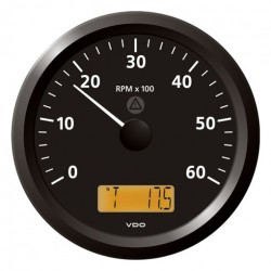 VDO ViewLine Toerenteller 6.000 RPM Zwart 110mm VDO ViewLine Toerenteller 6.000 RPM Zwart 110mm