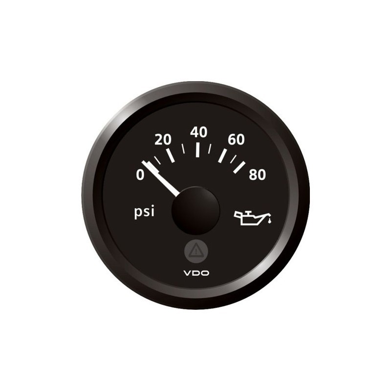 VDO ViewLine Motoroliedruk 80PSI Zwart 52mm VDO ViewLine Motoroliedruk 80PSI Zwart 52mm