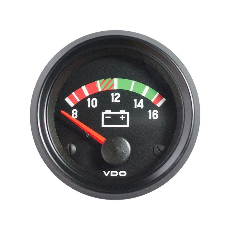 52MM VOLTAGE METER 8-12-16 12V WITH BLACK BEZZLE 