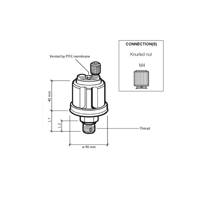 VDO Druksensor 0-5 Bar - M14 VDO Druksensor 0-5 Bar - M14