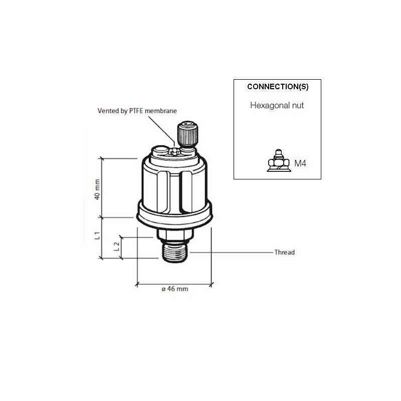 VDO Druksensor 0-16 Bar - M14 VDO Druksensor 0-16 Bar - M14