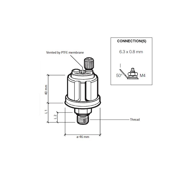 VDO Druksensor 0-25 Bar - M14 VDO Druksensor 0-25 Bar - M14