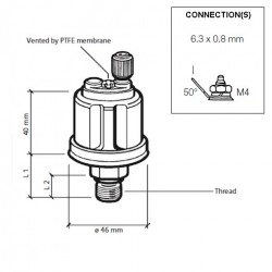 VDO Druksensor 0-25 Bar - M18 VDO Druksensor 0-25 Bar - M18