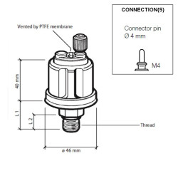 360-081-029-087C VDO Pressure Sensor 0-3 Bar - M12