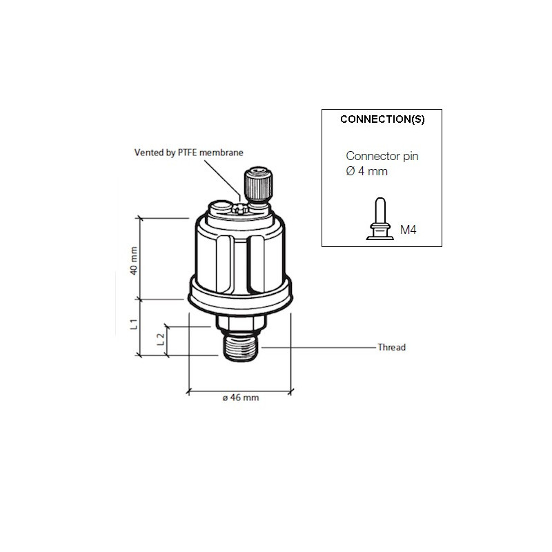 360-081-029-087C VDO Pressure Sensor 0-3 Bar - M12