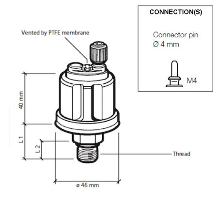 360-081-029-087C VDO Pressure Sensor 0-3 Bar - M12