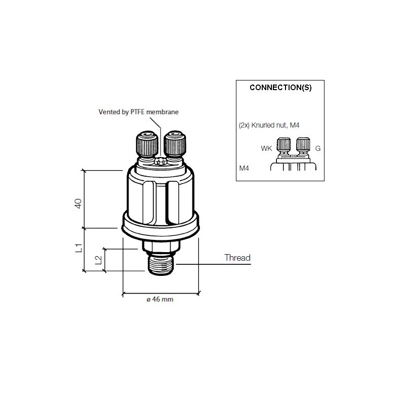VDO Druksensor 0-10 Bar - M10 VDO Druksensor 0-10 Bar - M10