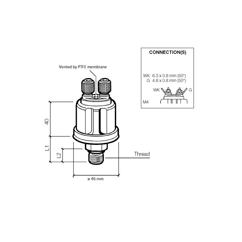 VDO Druksensor 0-5 Bar - M18 VDO Druksensor 0-5 Bar - M18