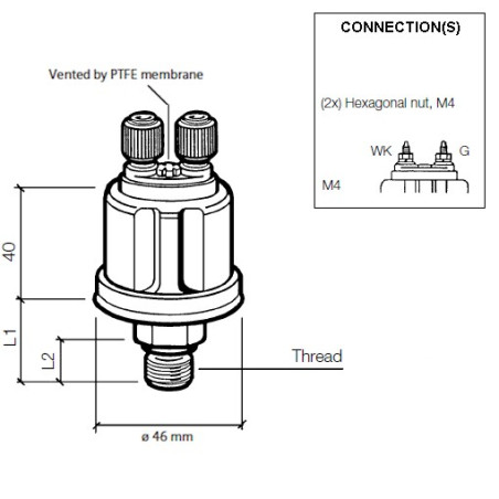 360-081-030-078C VDO Pressure Sensor 0-10 Bar - M14