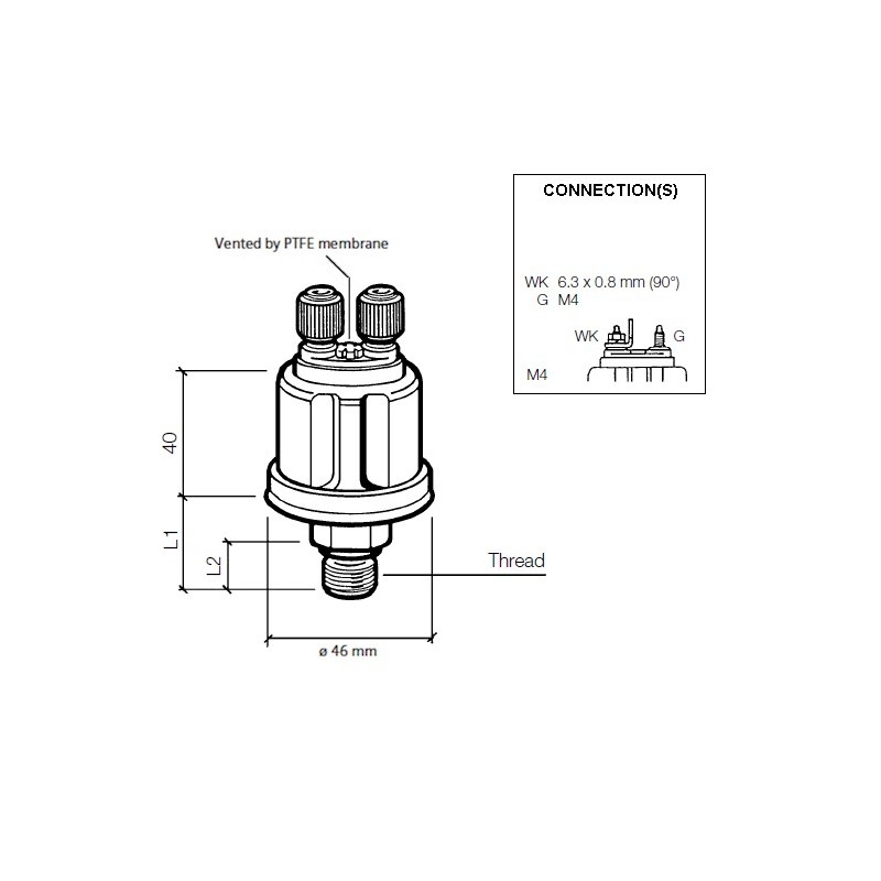 VDO Druksensor 0-5 Bar - M14 VDO Druksensor 0-5 Bar - M14