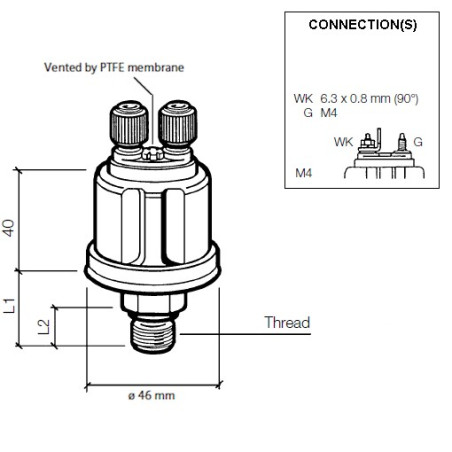 360-081-030-071C VDO Pressure Sensor 0-5 Bar - M14