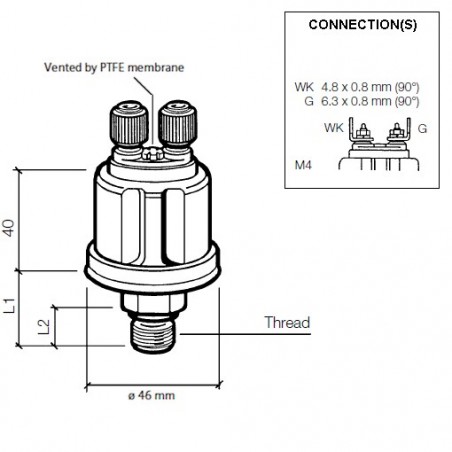 VDO Manómetro De Aceite Sensor 25 Bar 360-081-037-013C 