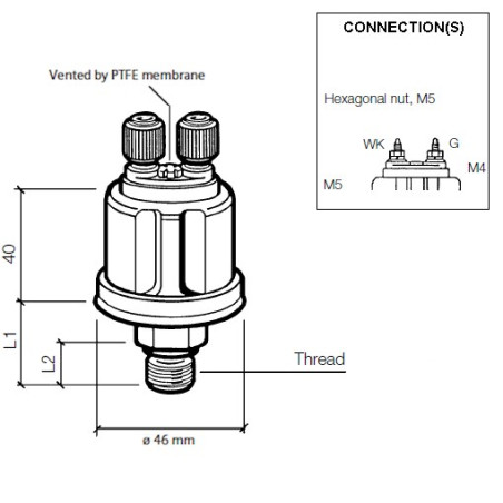 360-081-034-004C VDO Pressure Sensor 0-5 Bar - M18