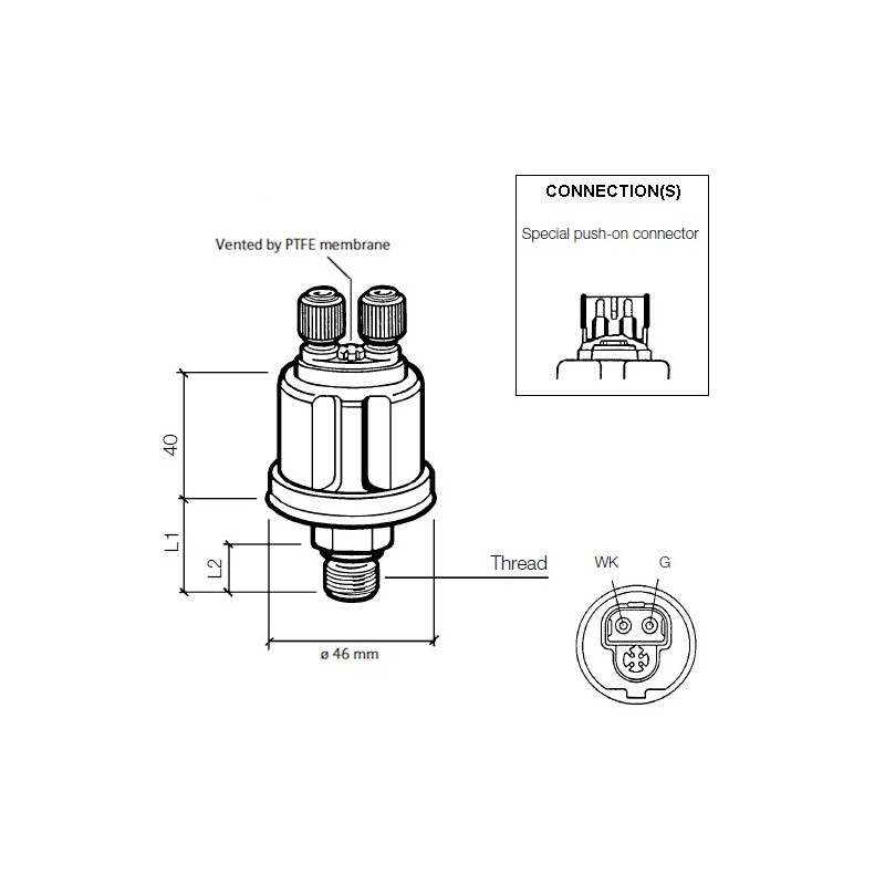 VDO Druksensor 0-10 Bar - M14 VDO Druksensor 0-10 Bar - M14