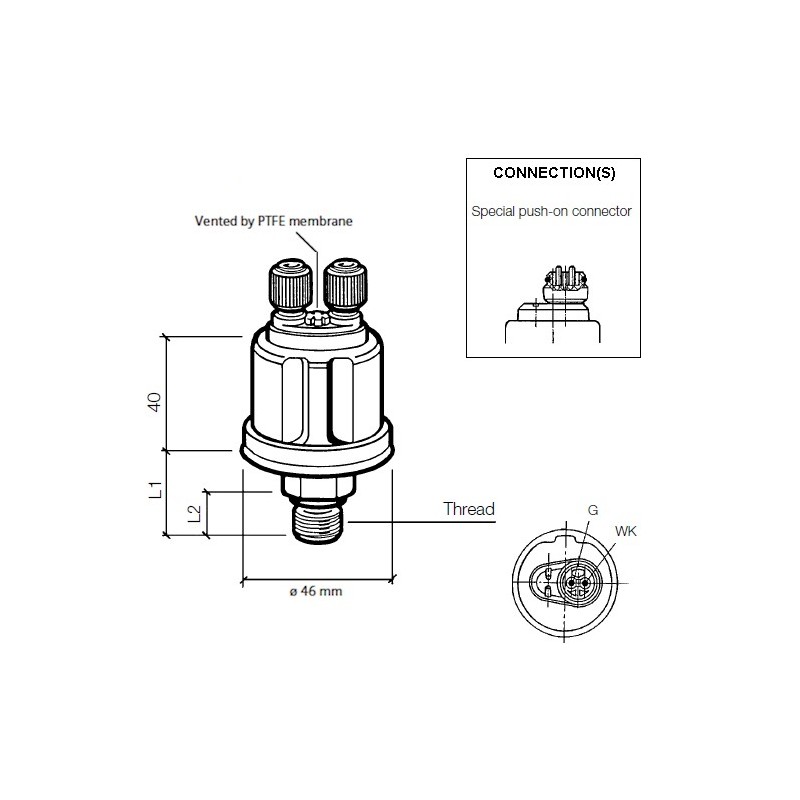 VDO Druksensor 0-10 Bar - M14 VDO Druksensor 0-10 Bar - M14
