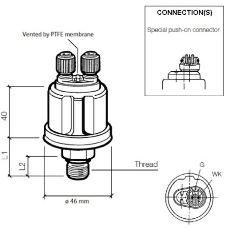 360-081-062-002A VDO Pressure Sensor 0-5 Bar - M14