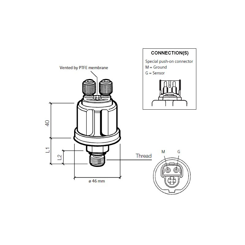 360-081-051-012C VDO Pressure Sensor 0-10 Bar - M16