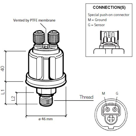 360-081-051-012C VDO Pressure Sensor 0-10 Bar - M16