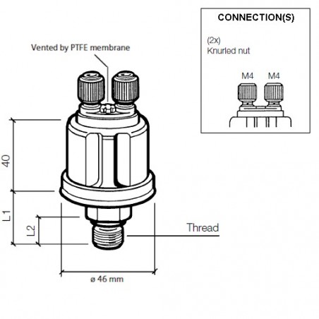VDO Druksensor 0-25 Bar - M18 VDO Druksensor 0-25 Bar - M18