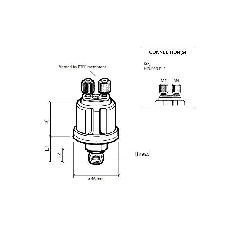 VDO Druksensor 0-5 Bar - 1/4-18 NPTF VDO Druksensor 0-5 Bar - 1/4-18 NPTF