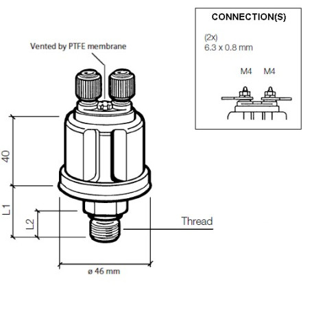362-081-001-002K VDO DS Pressure Sensor 0-10 Bar - 1/8-27 NPTF