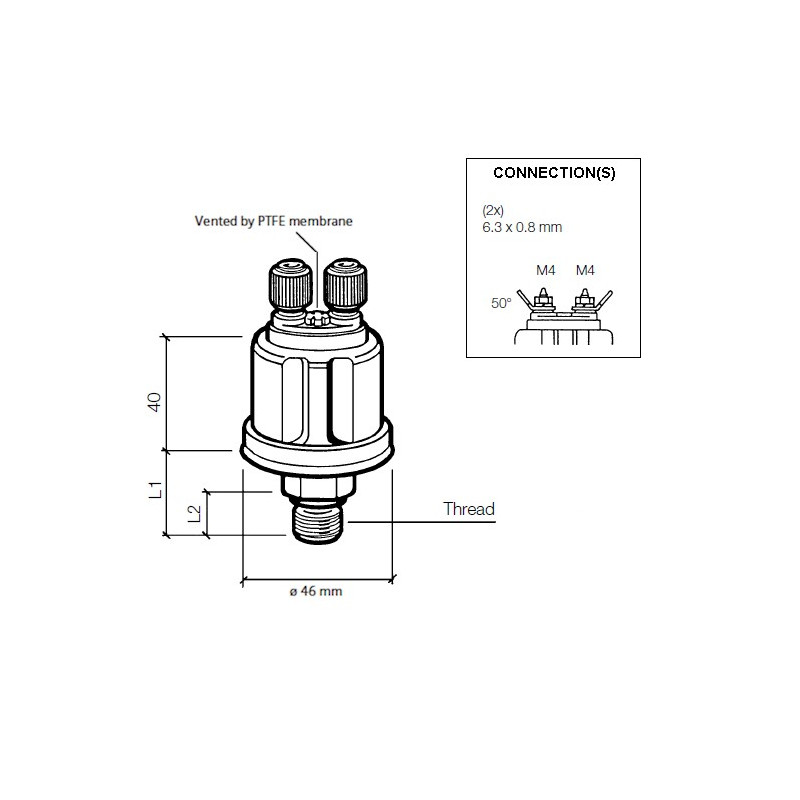 360-081-032-011C VDO Pressure Sensor 0-2 Bar - M12