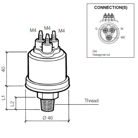 360-081-039-007C VDO Pressure Sensor 0-10 Bar - M14