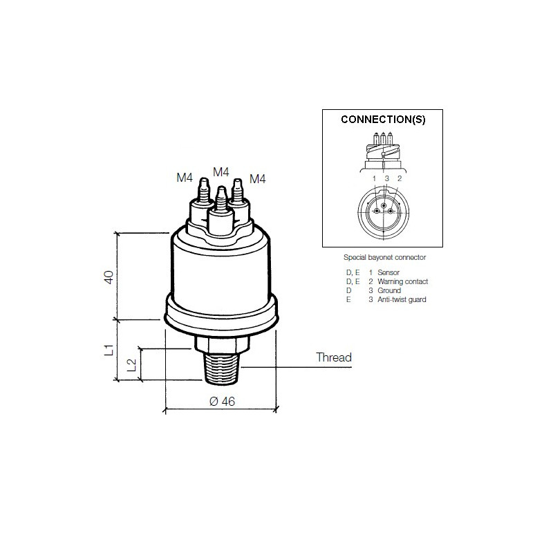 360-081-063-001C VDO Pressure Sensor 0-10 Bar - M12