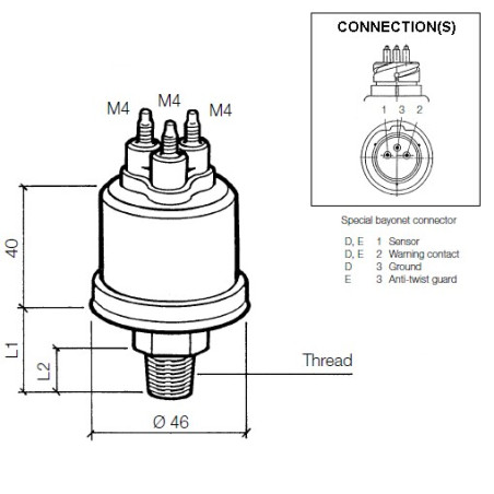 360-081-063-001C VDO Pressure Sensor 0-10 Bar - M12